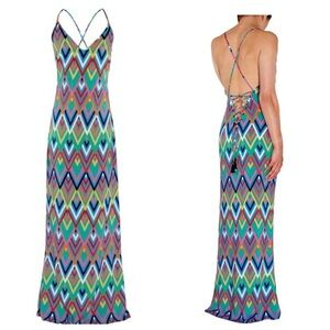 Emma Pake Emilia Maxi Dress sz: S Colorful Zig Zag Lightweight Beach Cover Up